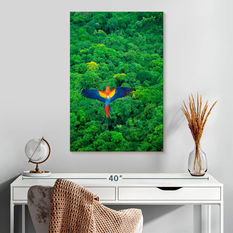 Brampt Rainforest Scarlet Macaw, 30" H x 20" W