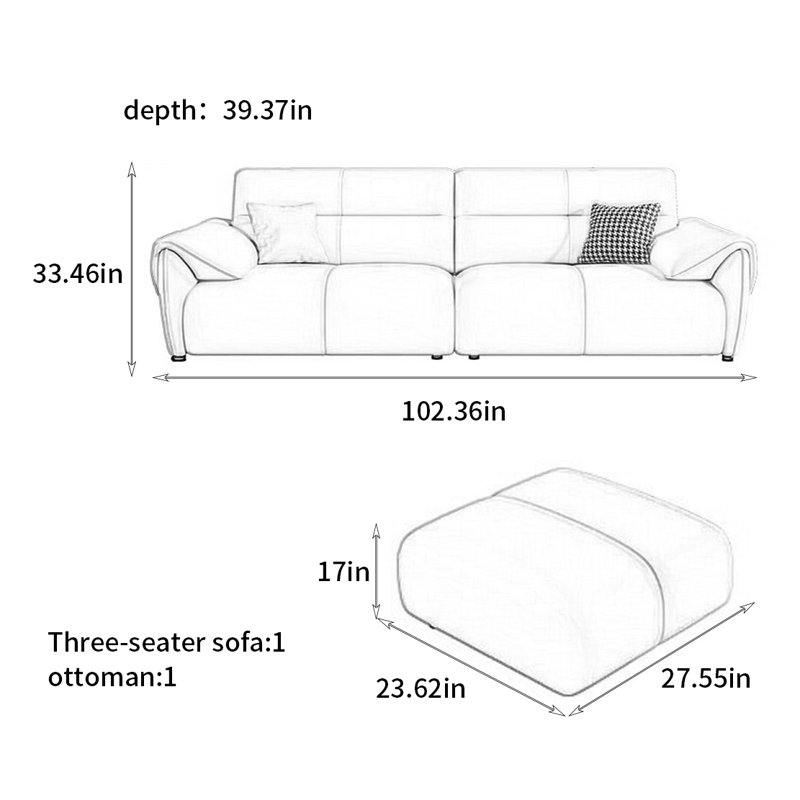 Modern light luxury and simple straight-row sofa
