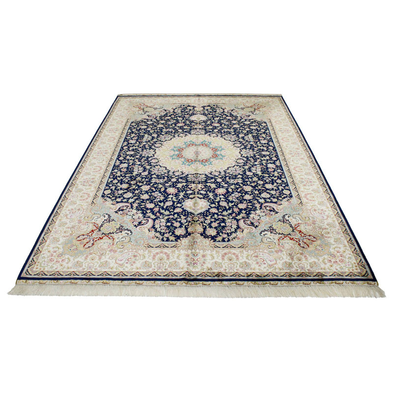 Tapis bleu marine et ivoire 6 x 9