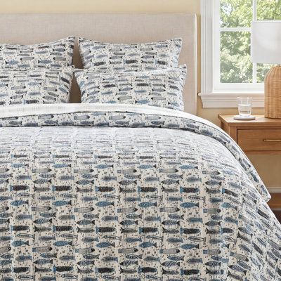 Kantha Fish Cotton Coverlet Set
