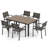 7 Pcs Outdoor Dining Set With 6 Stackable Chairs & Large Rectangle Table Garden
