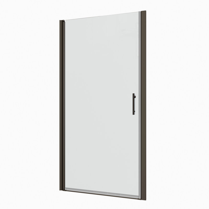 Porte de douche à pivot avec verre trempé de 1/4 po - système de réglage grand noir mat