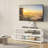 Swivel TV Stand With Built-In Mount, Power Outlet, And LED Lights For Flat Screen Tvs, Height Adjustable Media Console With Storage And Wire Management