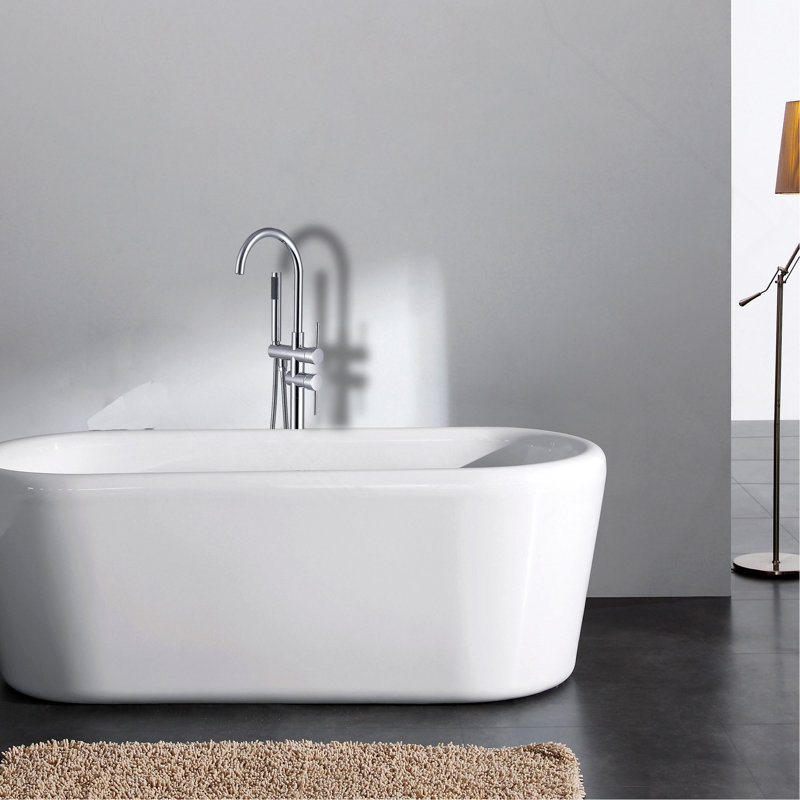 Freestanding Bathtub Faucet with Hand Shower, Chrome