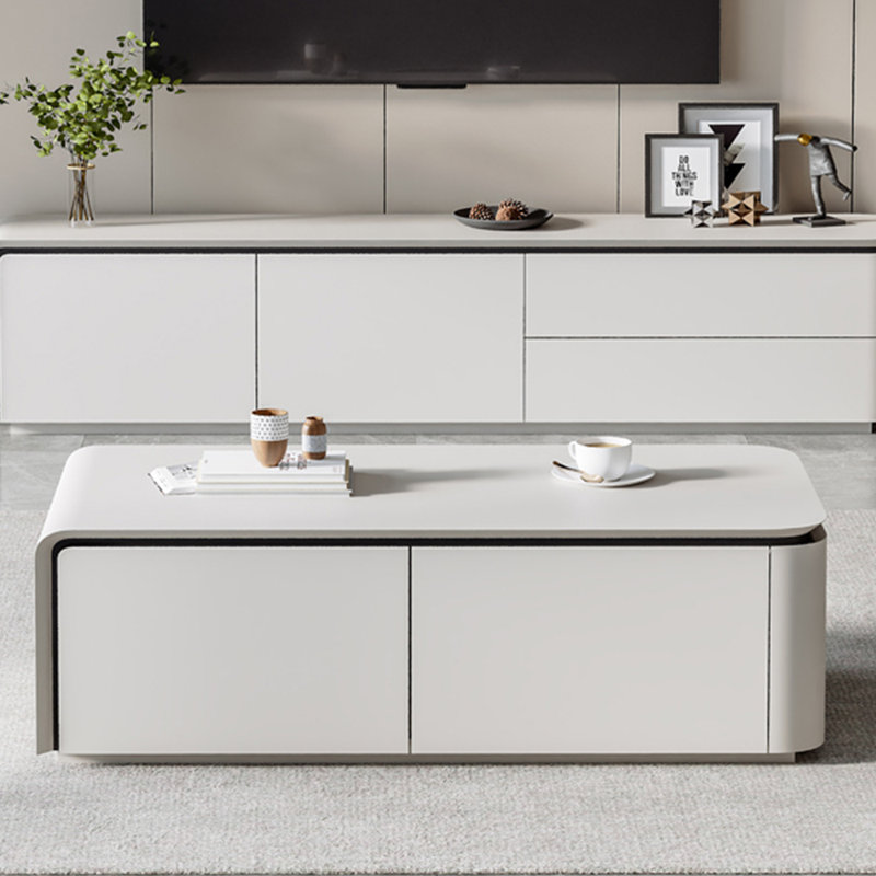 Table basse multifonctionnelle avec rangement ouvert, H 15,75 po x L 51,18 po x l 27,56 po, Crème, crème