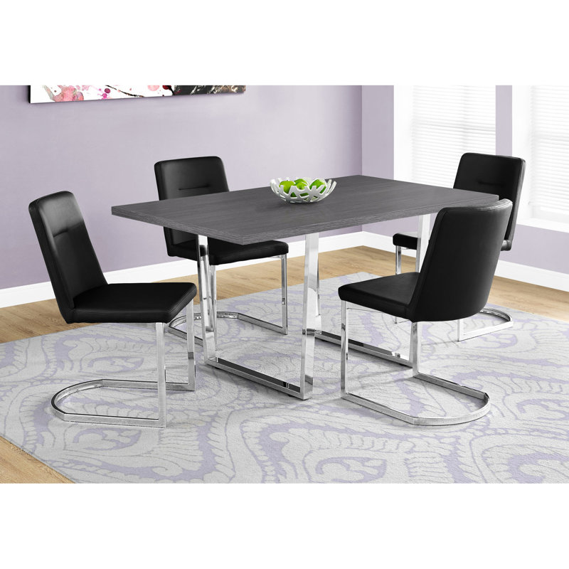 Table de salle à manger en stratifié gris 60 po, forme rectangulaire, pieds en métal, style moderne pour la cuisine et la pièce, sièges 4 60 po en stratifié, avec partie d'assemblage des pieds, salle à manger,