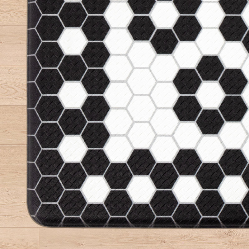  Tapis de bien-être Novelty, Rectangle 48" L x 20" H, Black & White Multi Floral