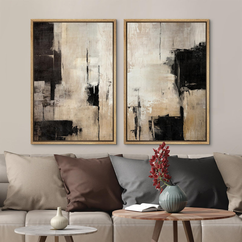 «Pastel Watercolor Blue Smoke Wavess», 2 pièces sur toile, H 24 po x l 36 po, Encadré naturel