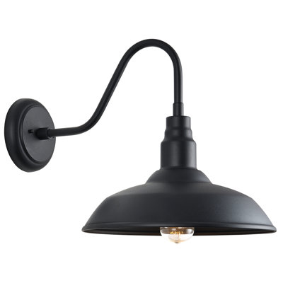 Outdoor Gooseneck Lights for Farmhouse, Matte Black Exterior Barn Light with Wall Mount for Porch