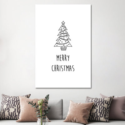 Merry Christmas B&W by Orara Studio - Wrapped Canvas Print