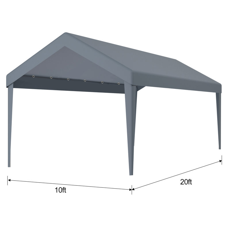 Toile pour abri d'auto 10 x 20 pi, imperméable et protégée avec 72 boucles élastiques. Polypropylène gris pour abri de garage. Installation rapide et remplacement simple, rangement pratique
