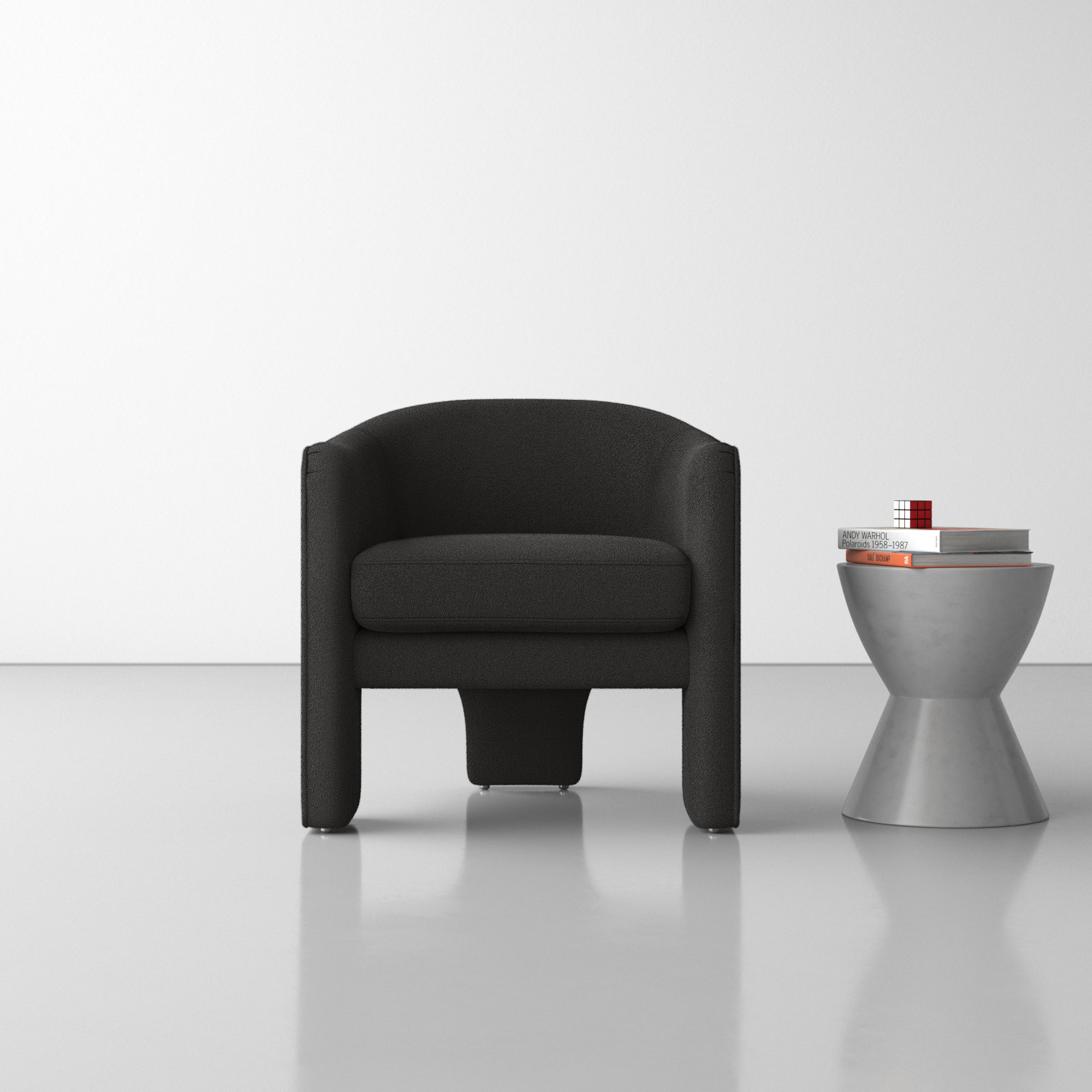 Upland Upholstered Armchair, Black Boucle