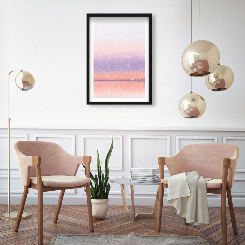 Peach Coastline Print by Oliver Gal, 25.5"H x 17.5"W, Black Shadowbox