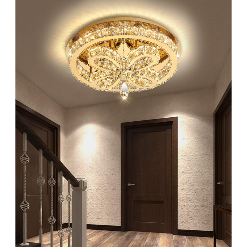 Glam Led Dimmable Crystal Chandelier, Gold