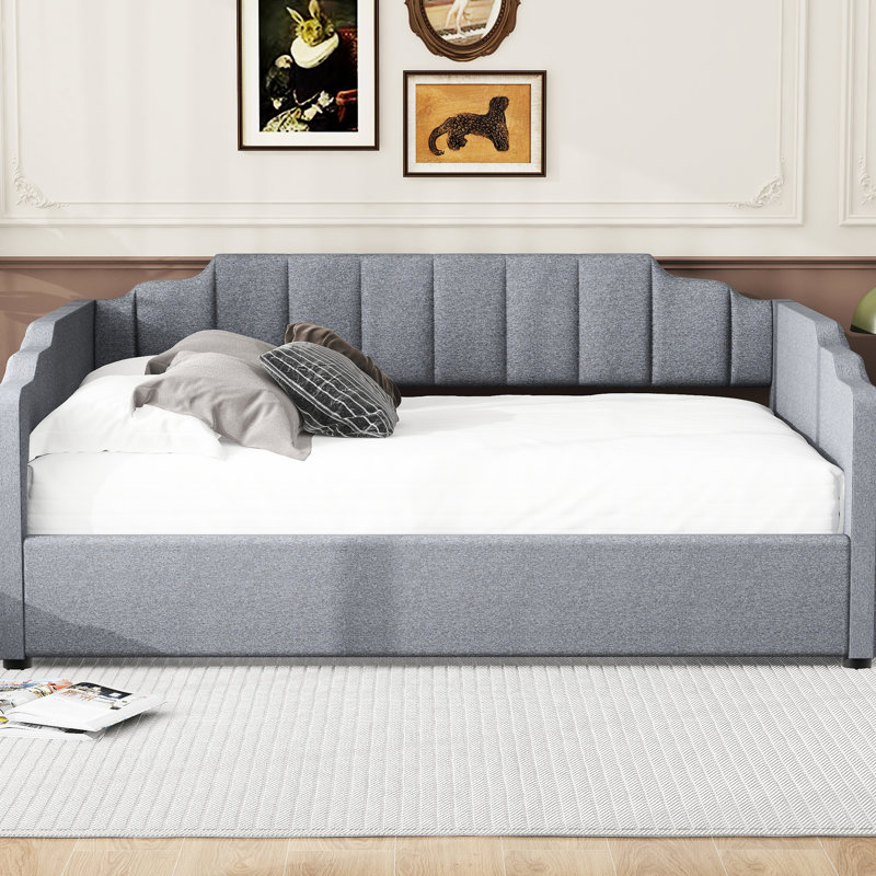 Lit de jour gris rembourré avec rangement, lit de jour double et confortable, Gris