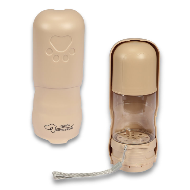 Bouteille d'eau de voyage pour animaux 2 en 1 avec contenant pour aliments
