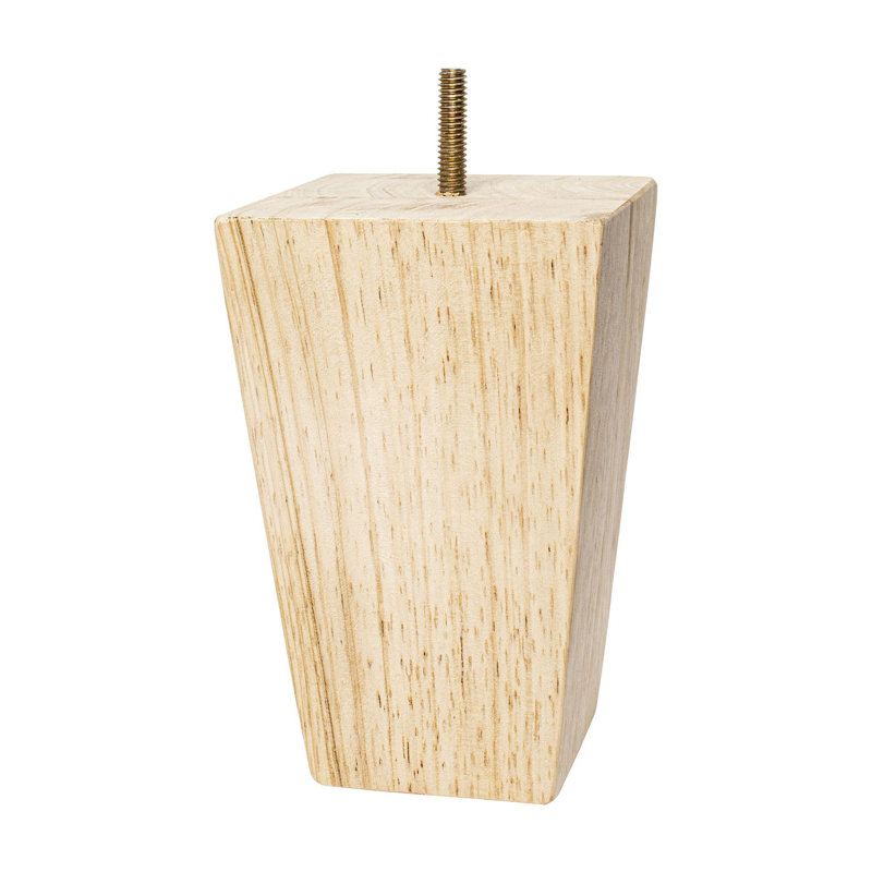 5" Unfinished Solid Hardwood Square Bun Foot Leg
