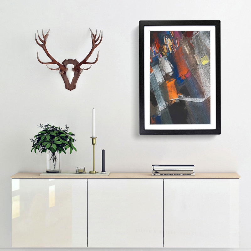 Strokes of Colour in Abstract - Picture Frame Graphic Art Print, Black Framed, 87cm H x 62cm W x 2cm D