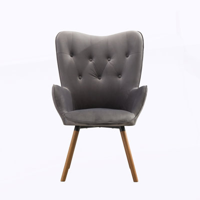 Contemporary Velvet Tufted Button Back Accent Chair