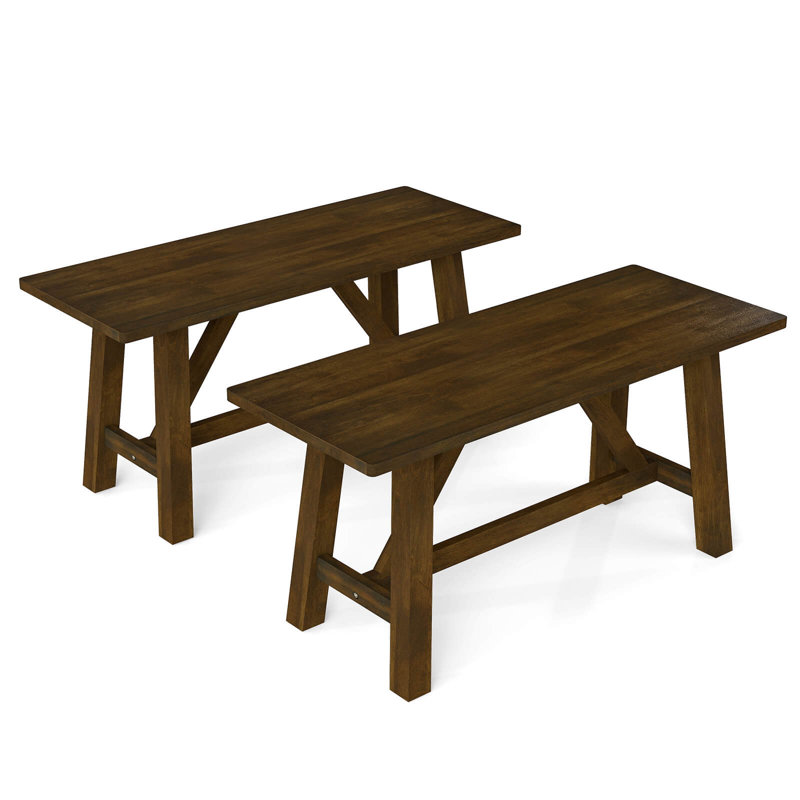 Banc de salle à manger 2 pièces avec banc à chaussures et cadre d'entrée en bois d'hévéa