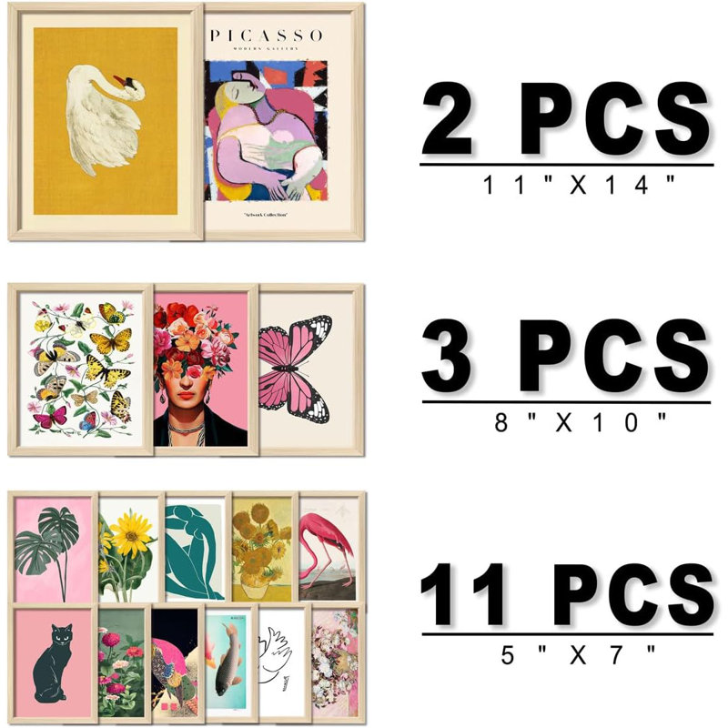 16 Pcs Framed Eclectic Wall Art
