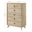 Commode en bois d'inspiration Mid-Century avec un grand espace de tiroir et des textures naturelles pour des solutions de rangement élégantes
