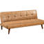 Lit convertible en tissu d'ameublement brun selle, durabilité à ressort sinueux, esthétique capitonnée Biscuit