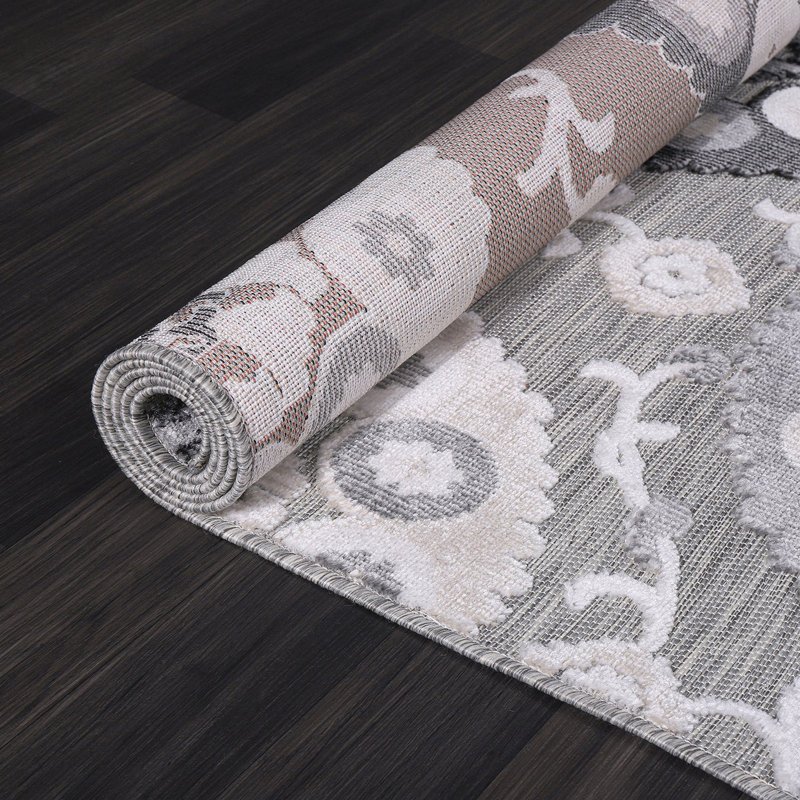 Chartier Gray Indoor/Outdoor Rug, Rectangle 9' x 12'
