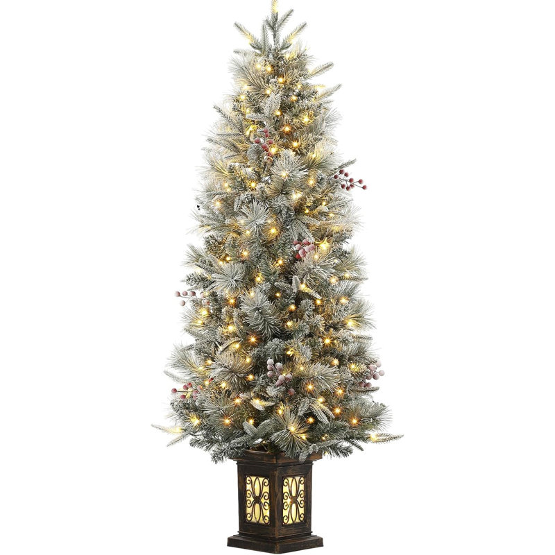 Arbre de Noël artificiel 4,5 pi avec 200 lumières blanc chaud pré-installées