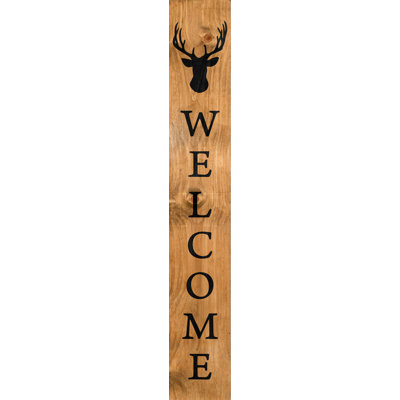Panneau de bienvenue rustique en forme de cerf, 119 cm x 18,5 cm