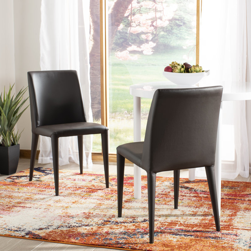Boilleau 18.5'' H Faux Leather Upholstered Metal Side Chair, PU - Brown