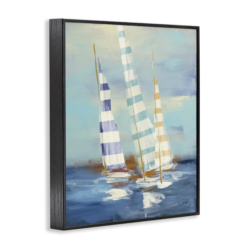 «Summer Regatta», estampe numérique par Julia Purinton, Giclée encadrée noir minuit, H 30 po x l 24 po