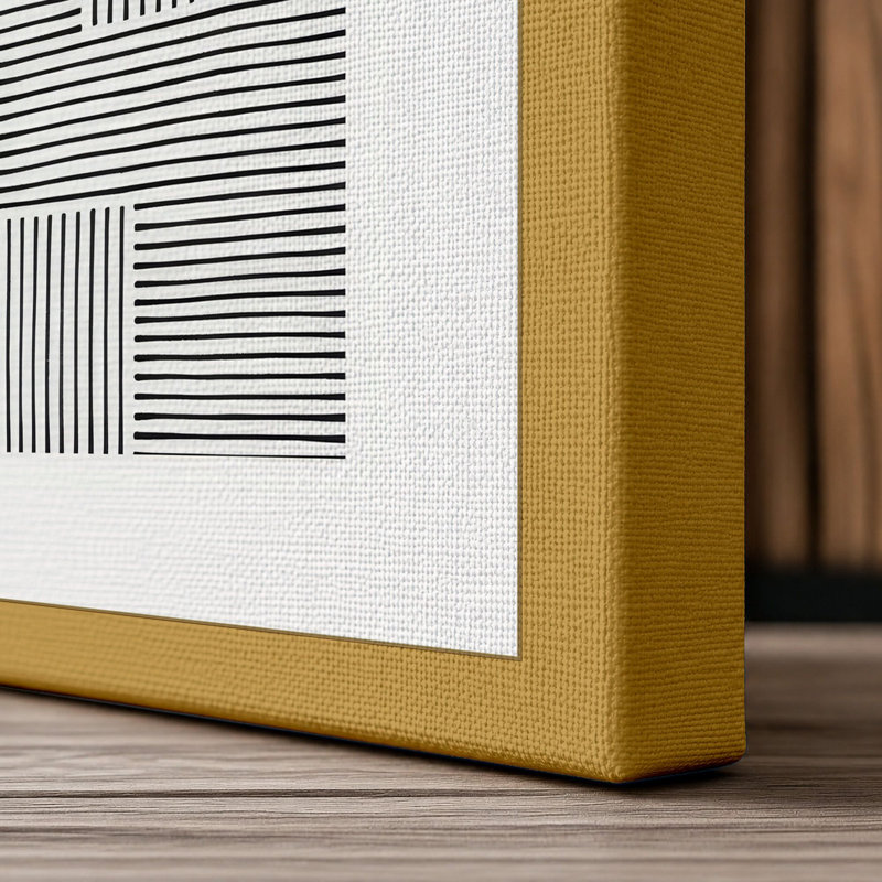 Woven Geometry Geometric - Wrapped Canvas, Ochre Border, 30x20 - 76.2 x 50.8 cm