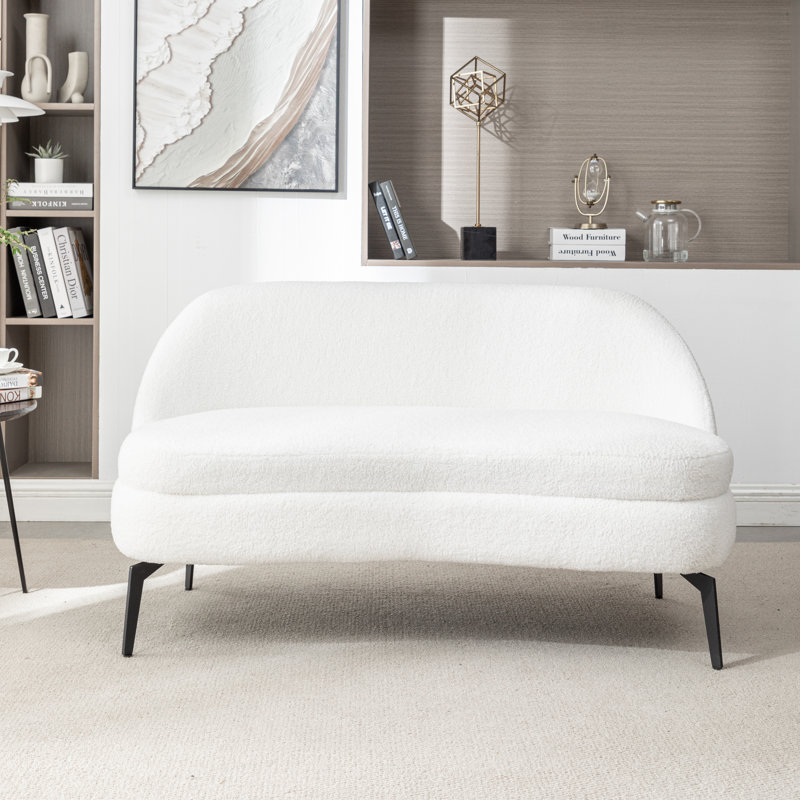 Bula Upholstered 50'' Loveseat, White Sherpa