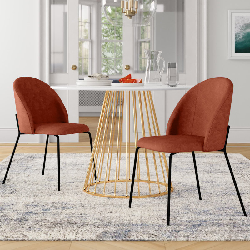 Fiddlewood 48cm H Cotton Upholstered Side Chair, Orange