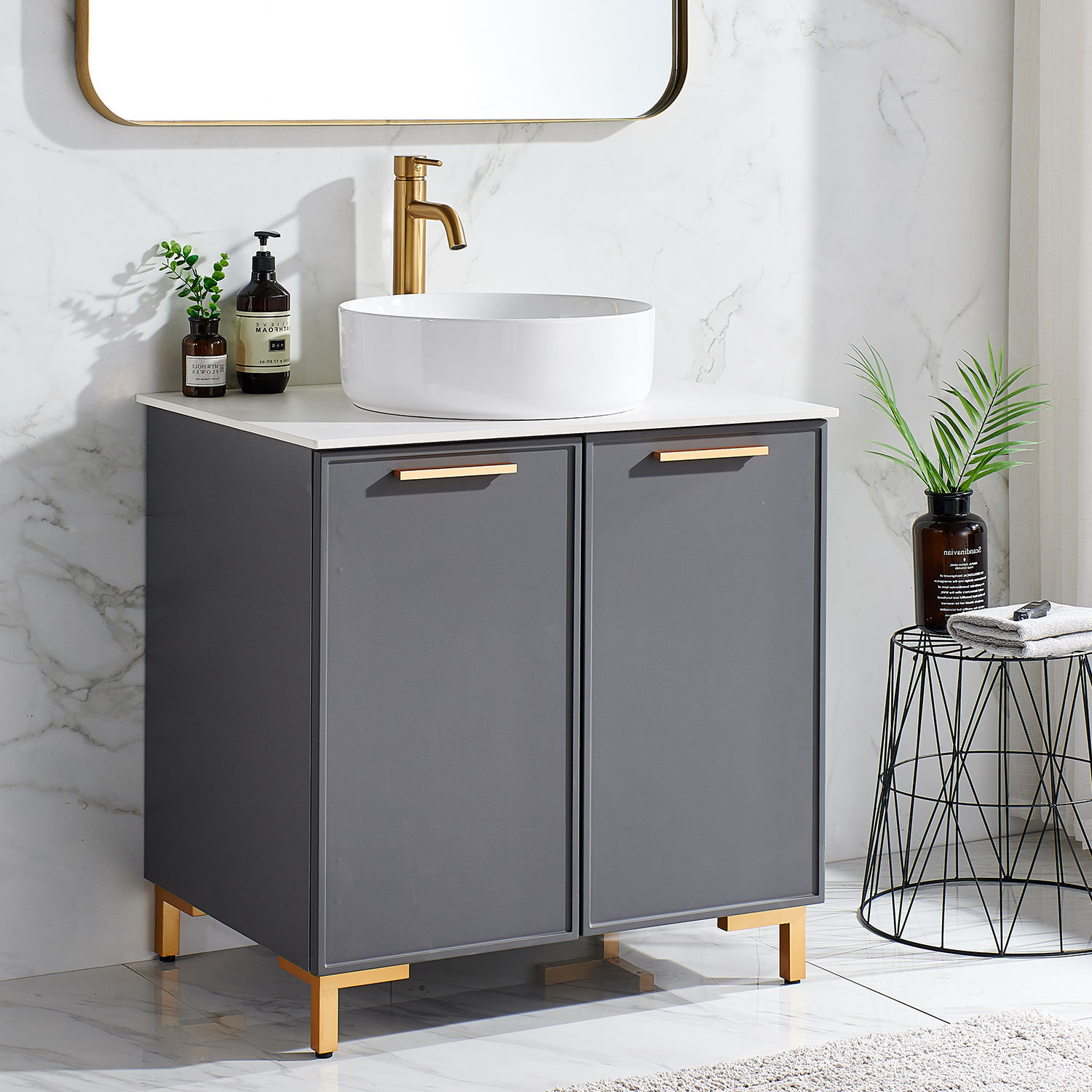 30'' Free-Standing Single Bathroom Vanity with Ceramic Vanity Top Latitude Run Sink Finish: Black