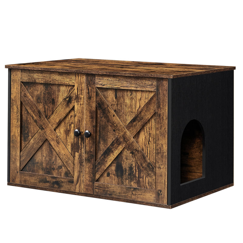 Litter Box Enclosure, Rustic Brown/Black