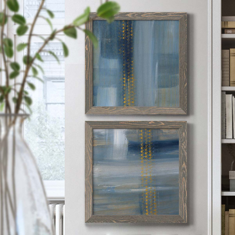 «Touching the Sky I», ensemble de 2 peintures sur toile encadrées, Encadré gris, H 17 po x l 34 po x P 1,5 po