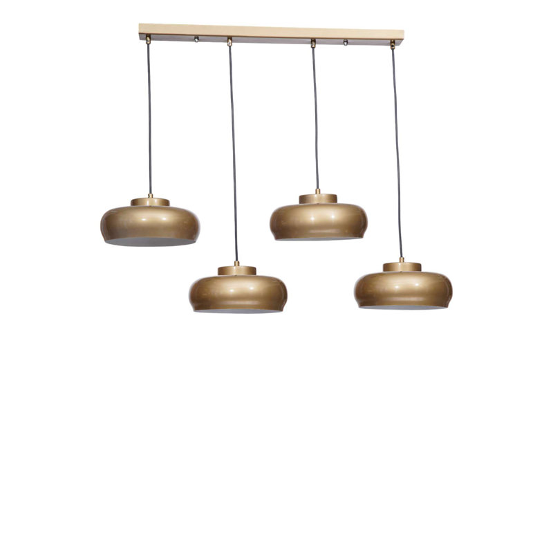 Lustre en métal doré, hauteur réglable 8,3 x 2,4 x 1,2 pi | Conception élégante avec 4 x douilles E27 (40 W maximum, ampoule non incluse) | Parfait pour la salle à manger, le salon et le vestibule, classé IP20, décoration intérieure élégante