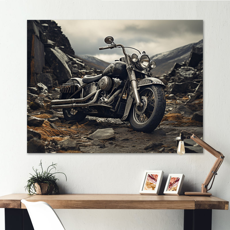 «Jarette Grey Moto», photographie de paysage monochrome encadrée, H 12 po x l 20 po x P 1 po, Toile tendue