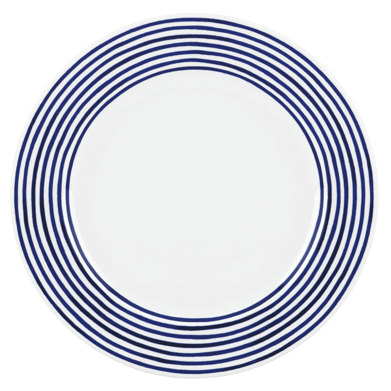 Charlotte Street Porcelain Dinner Plate, White/Blue