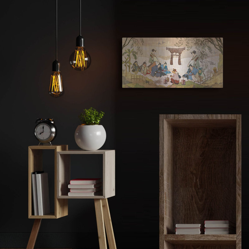 «Tea Cerémonie, Japon ancien» par Luxe Portfolio, art mural en métal, H 12 po x l 24 po