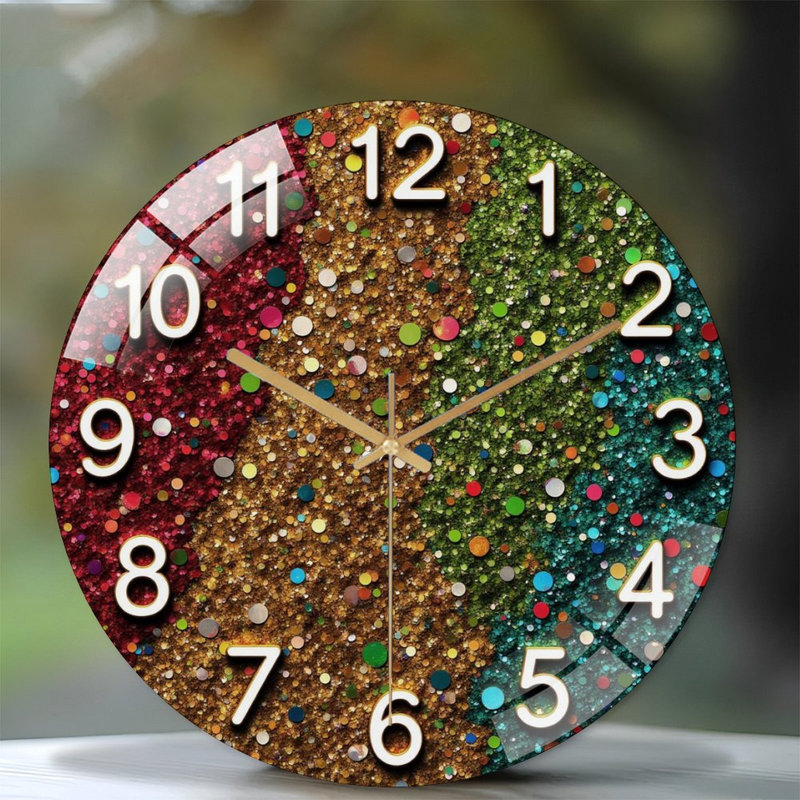 Horloge murale 12 po Glitter-Face-With-Confetti