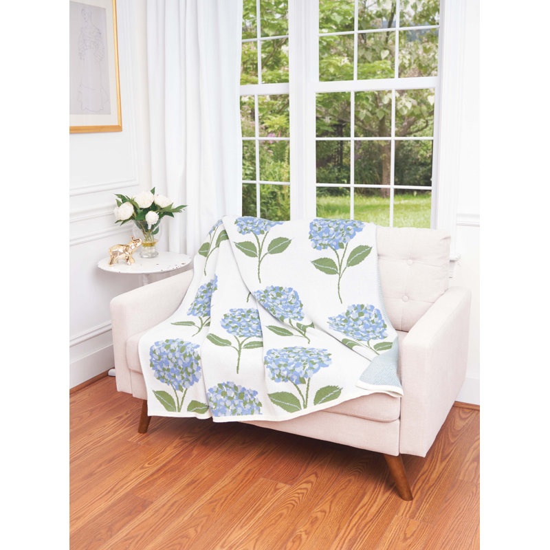 Blooming Blue Hydrangea Indoor/Outdoor Throw Blanket