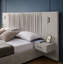Structure de lit tapissier très grand avec tissu en chenille avec motif plissé, lit plateforme très grand avec tête de lit et structure solide et table de chevet. Pas besoin de sommier tapissier - beige-1530628857-1530628862
