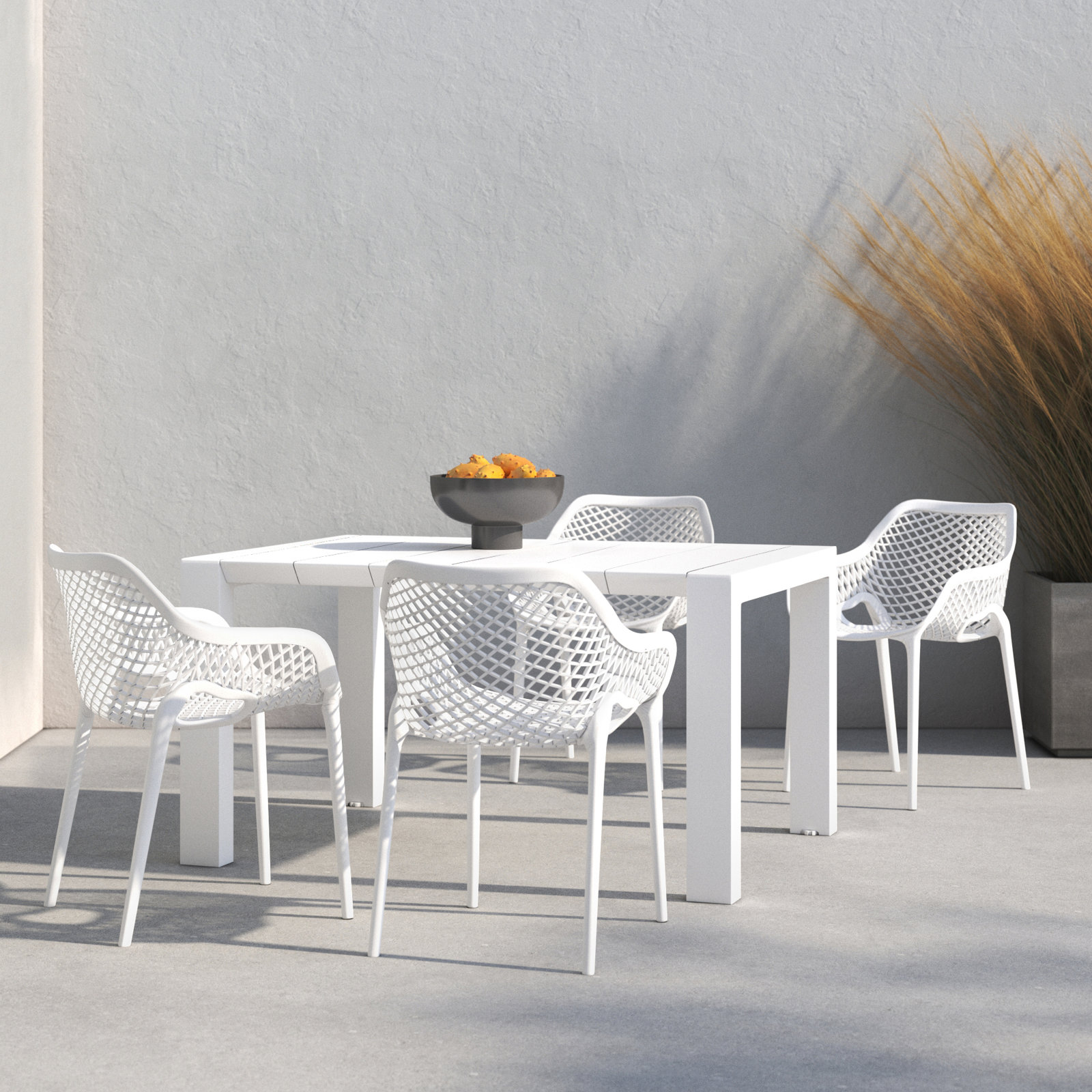 Asherton 55" Patio Dining Set, White