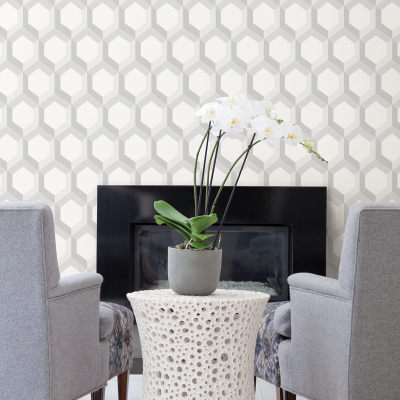Papier peint hexagonal 33 'x 20,5 "Eclipse, Gris