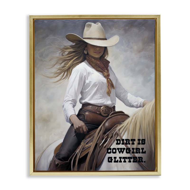«Dirt Is Cowgirl» par Sasha, H 21 po x l 17 po, Cadre flottant noir de jais