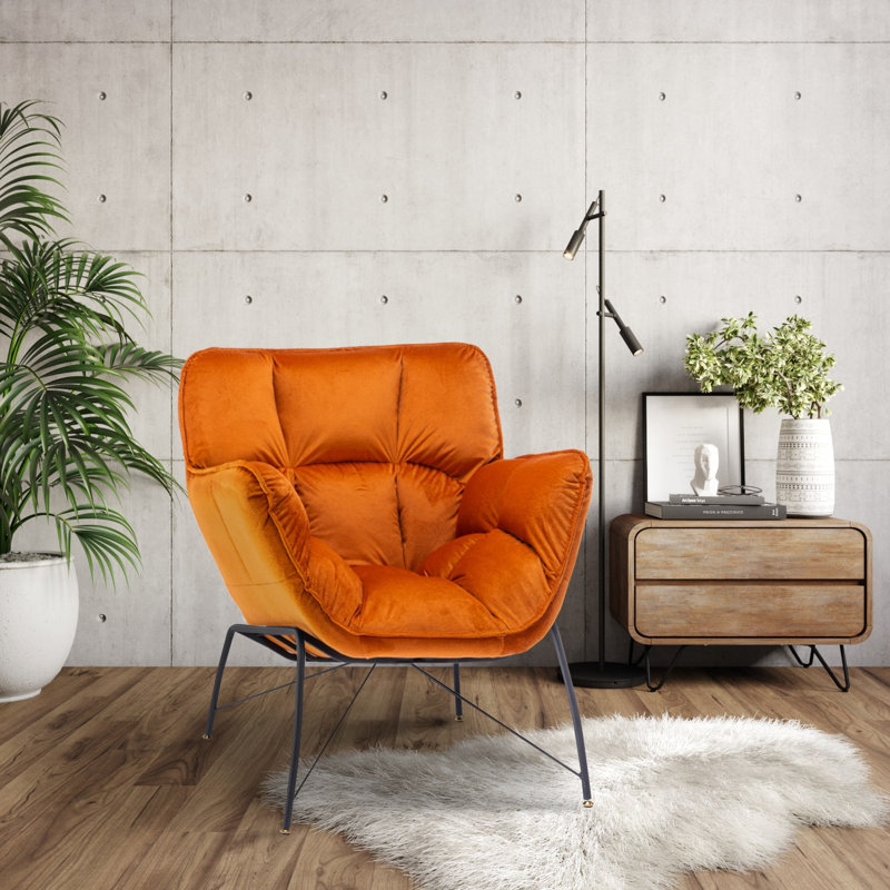 Lachlan Upholstered Accent Chair, Orange Velvet