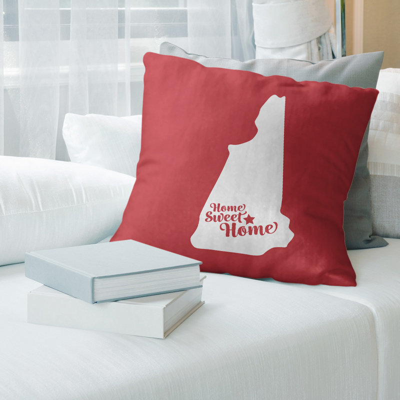 Coussin en lin us villes & states, Concord, 26 po x 26 po, Rouge